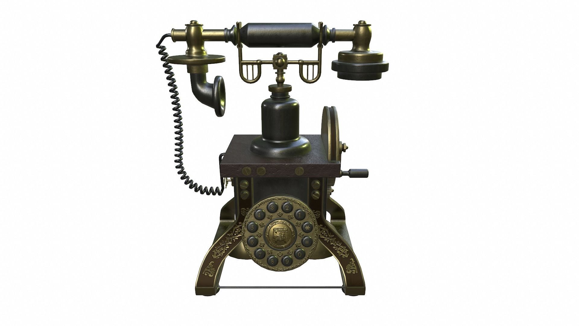 The Eiffel Tower 1892 Rotary Antique Telephone Low-poly 3D model_3