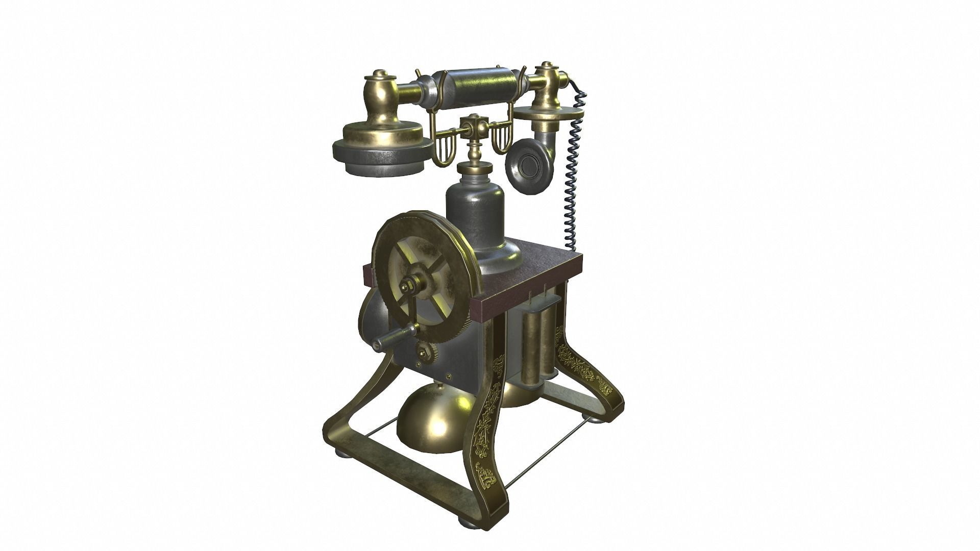 The Eiffel Tower 1892 Rotary Antique Telephone Low-poly 3D model_5