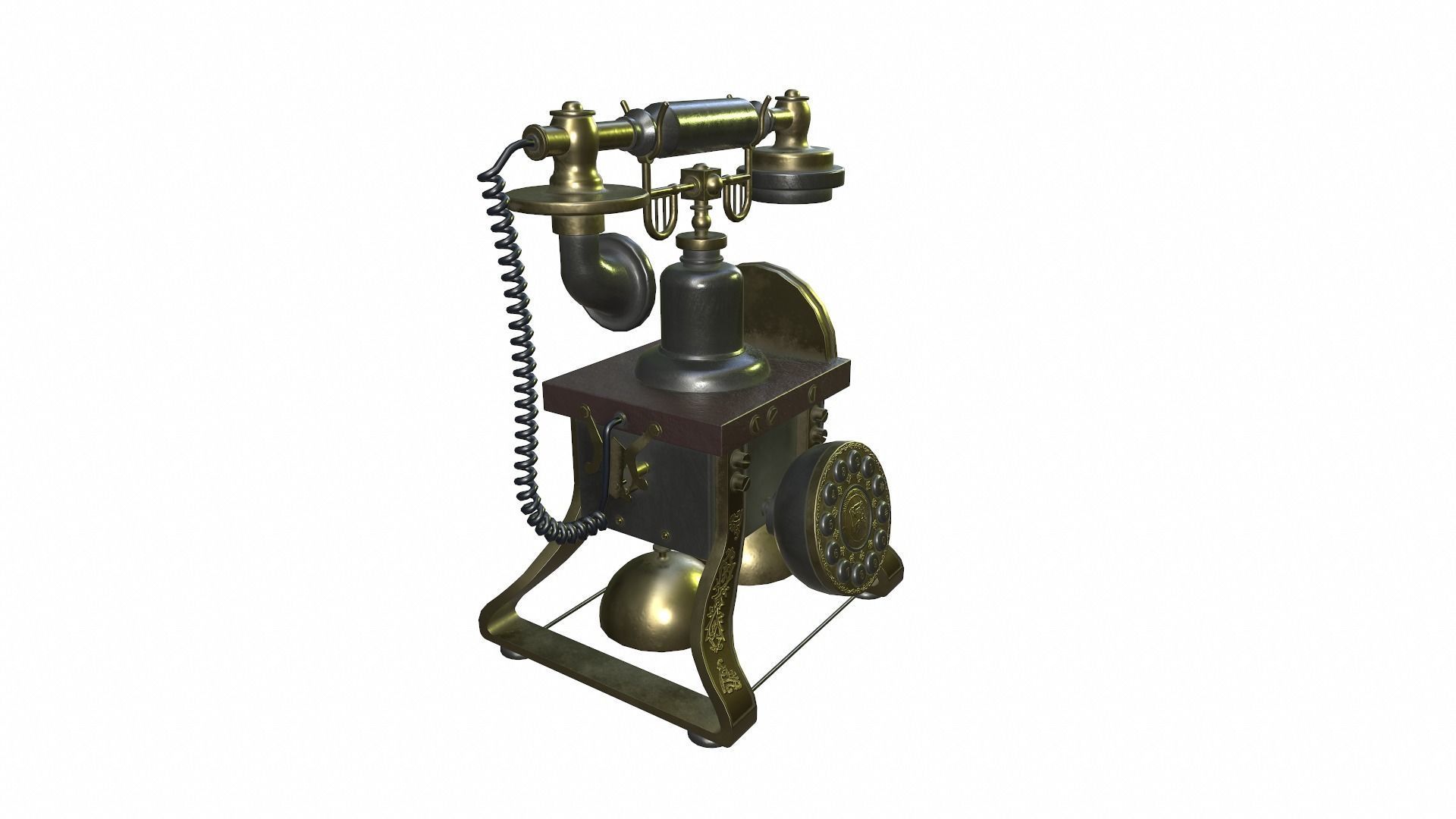 The Eiffel Tower 1892 Rotary Antique Telephone Low-poly 3D model_4