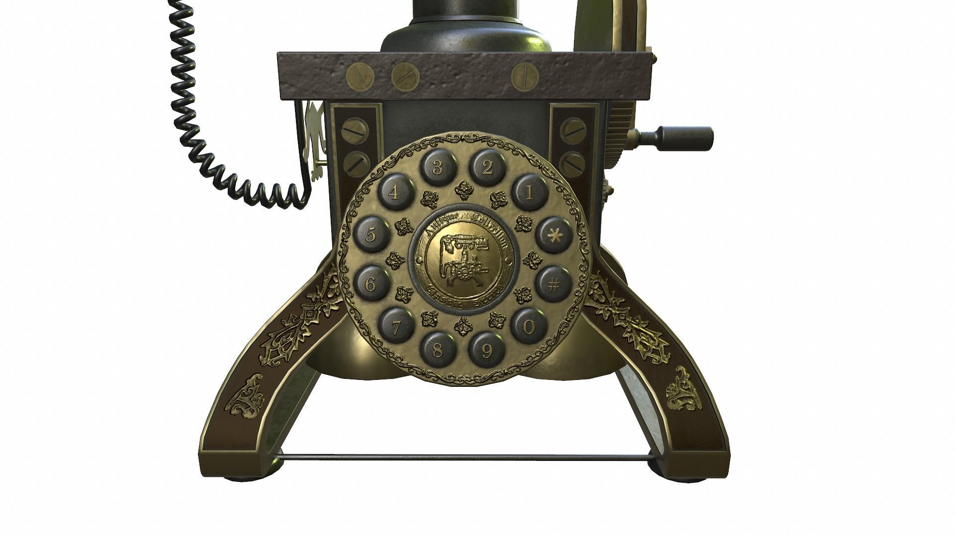 The Eiffel Tower 1892 Rotary Antique Telephone Low-poly 3D model_6