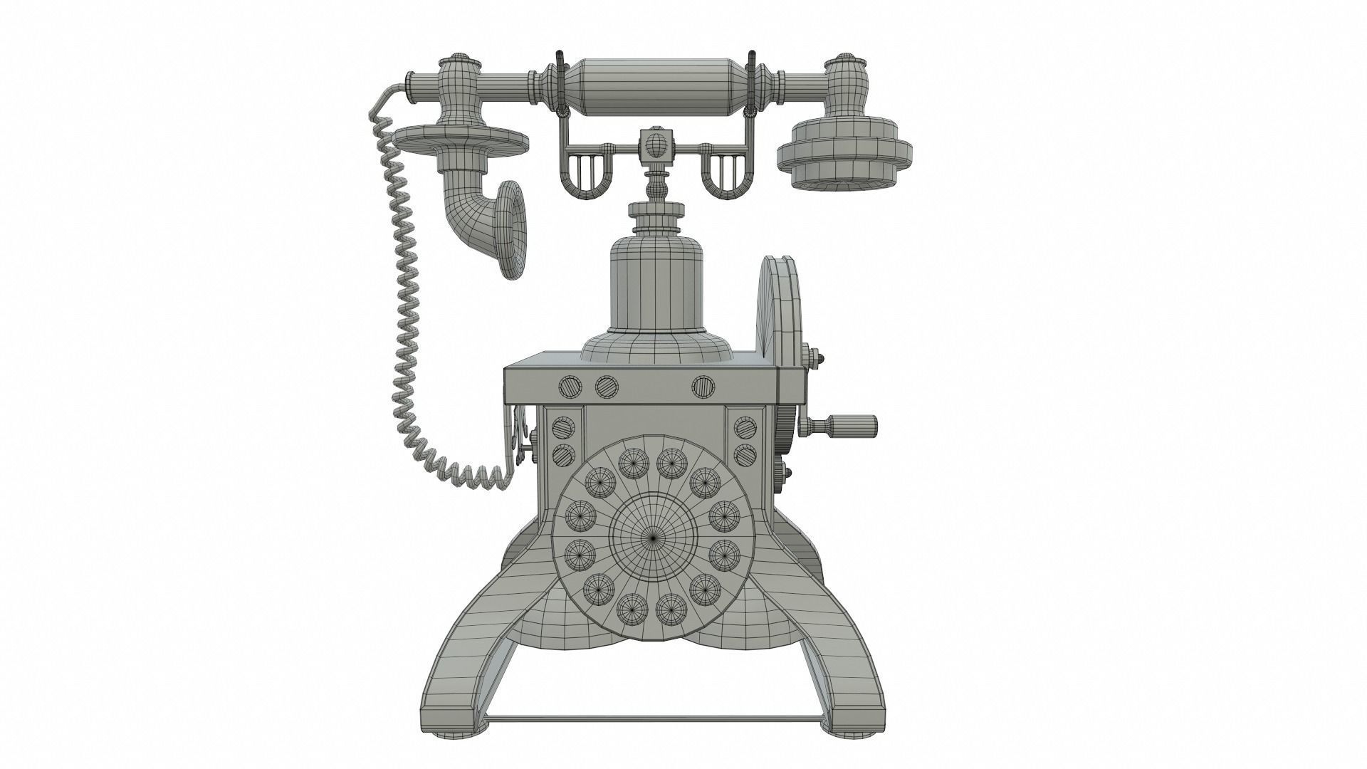 The Eiffel Tower 1892 Rotary Antique Telephone Low-poly 3D model_8