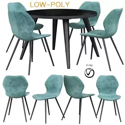 Highrock Dinning Chair Rowico Dining Table 3d model