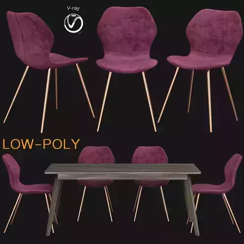 Highrock Dinning Chair Rowico Dining Table 3d model Low-poly 3D model