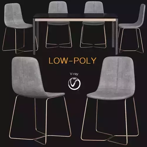 Slope Leather Dining Chair west elm 3d model