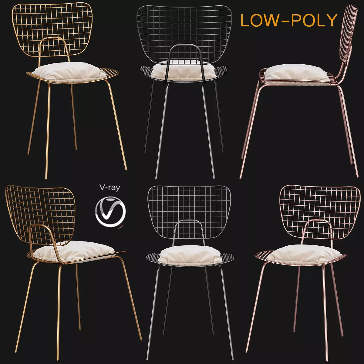 WM String Dining Chair 3d model Low-poly 3D model_0