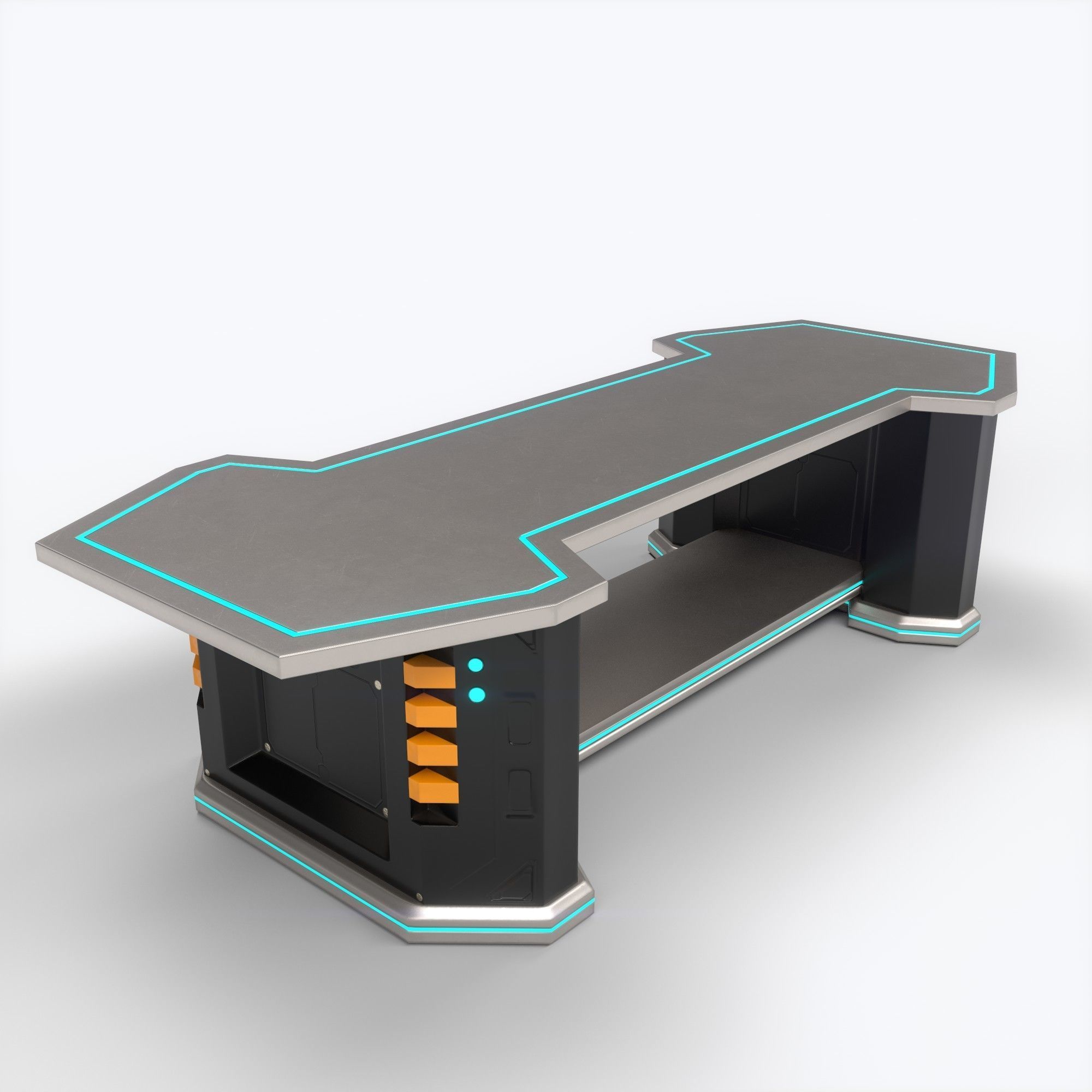 LowPoly Sci-fi Table Low-poly 3D model_2