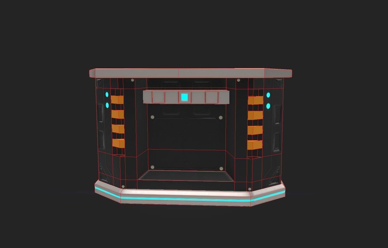 LowPoly Sci-fi Table Low-poly 3D model_8