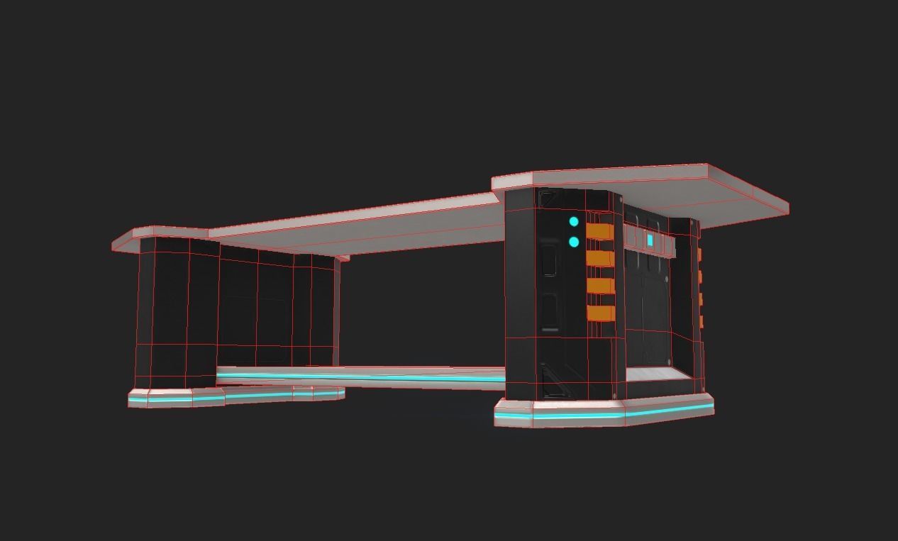 LowPoly Sci-fi Table Low-poly 3D model_10