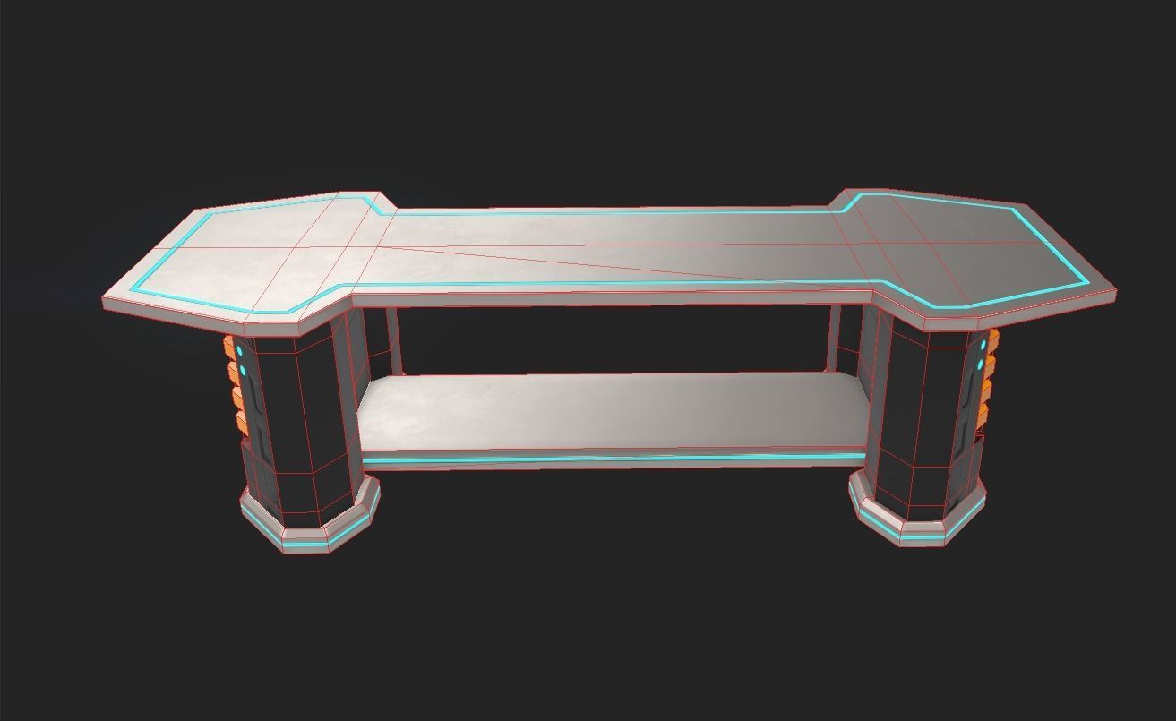 LowPoly Sci-fi Table Low-poly 3D model_7