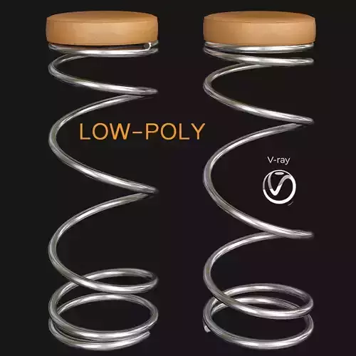 Coil spring bar stools 3d model Low-poly 3D model
