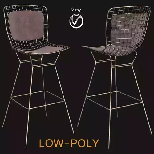 Bertoia Style Counter Stool 3d model