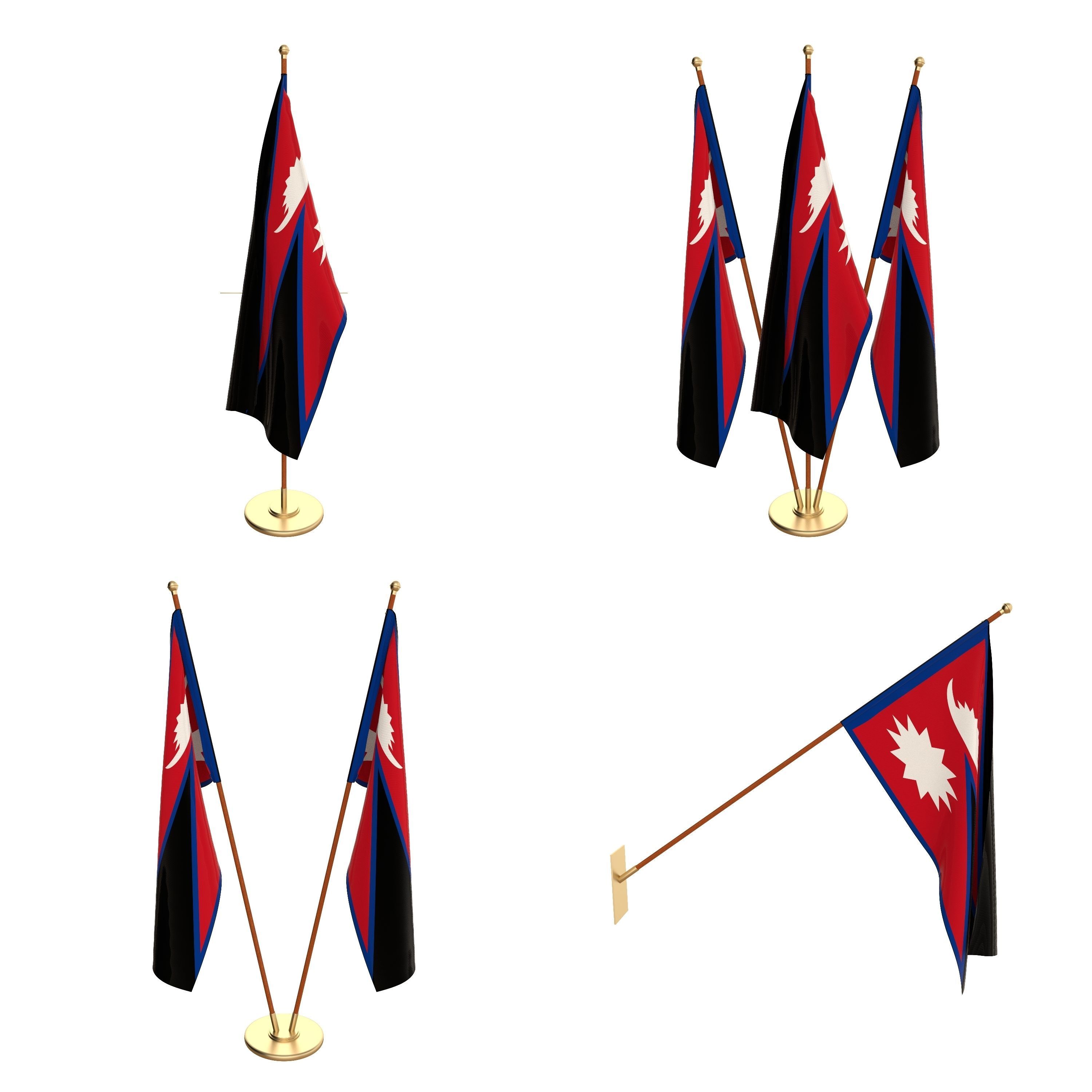 All Asian Flag Packs 3D model_43