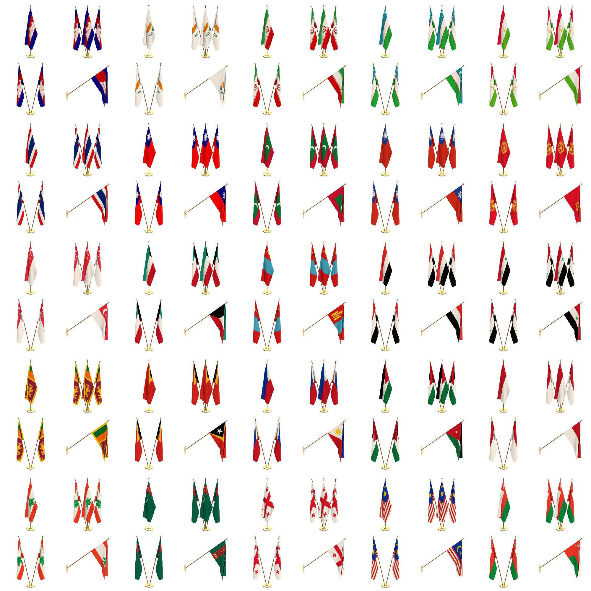 All Asian Flag Packs 3D model_1