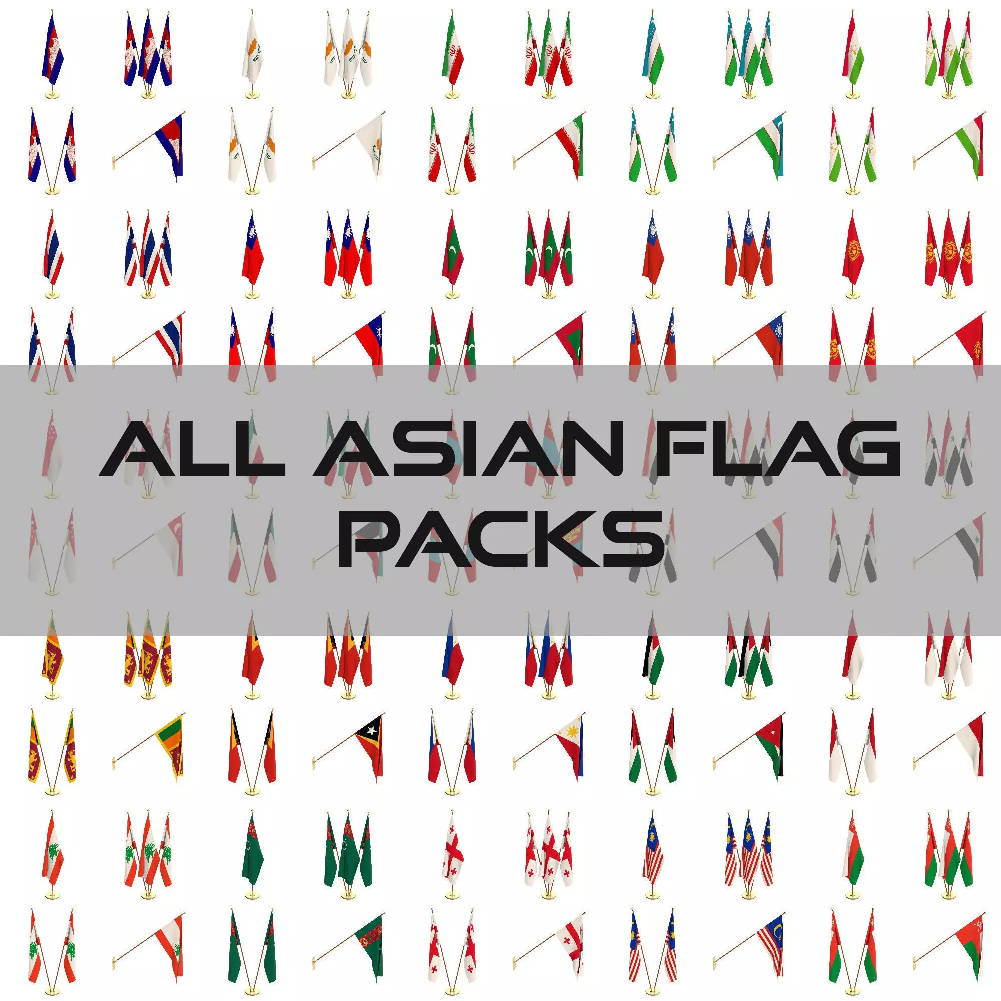 All Asian Flag Packs 3D model_0