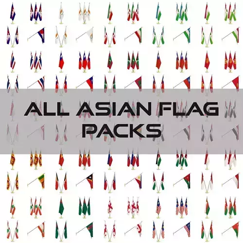 All Asian Flag Packs 3D model