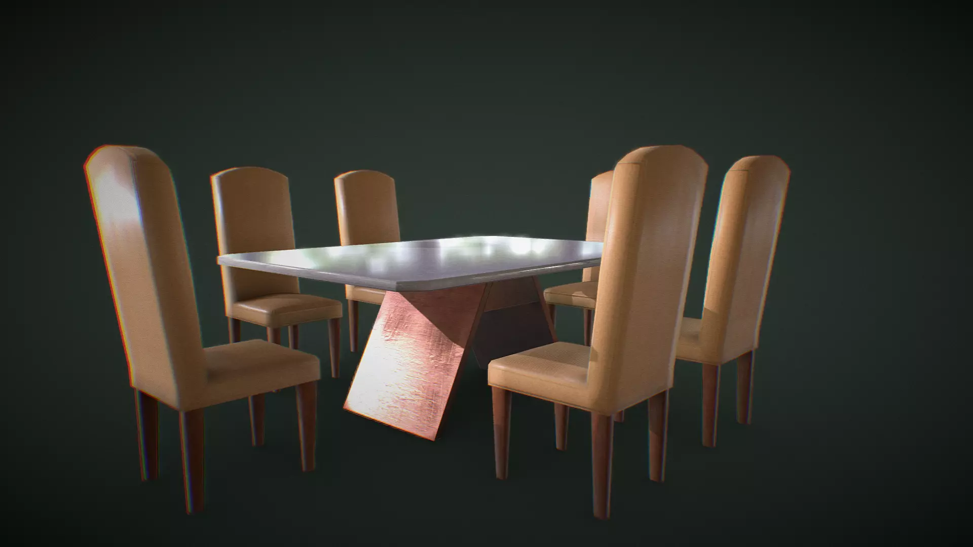 Table and Chairs Low-poly 3D model