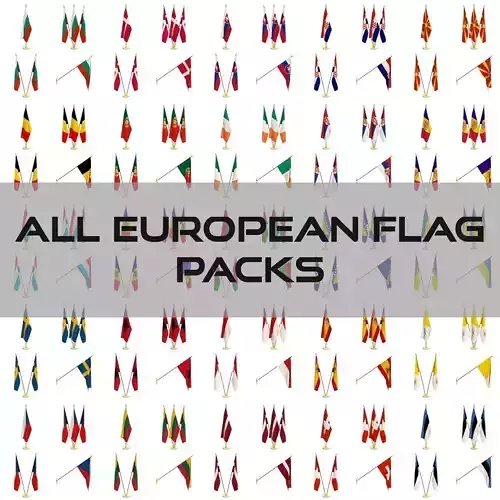 All European Flag Packs 3D model