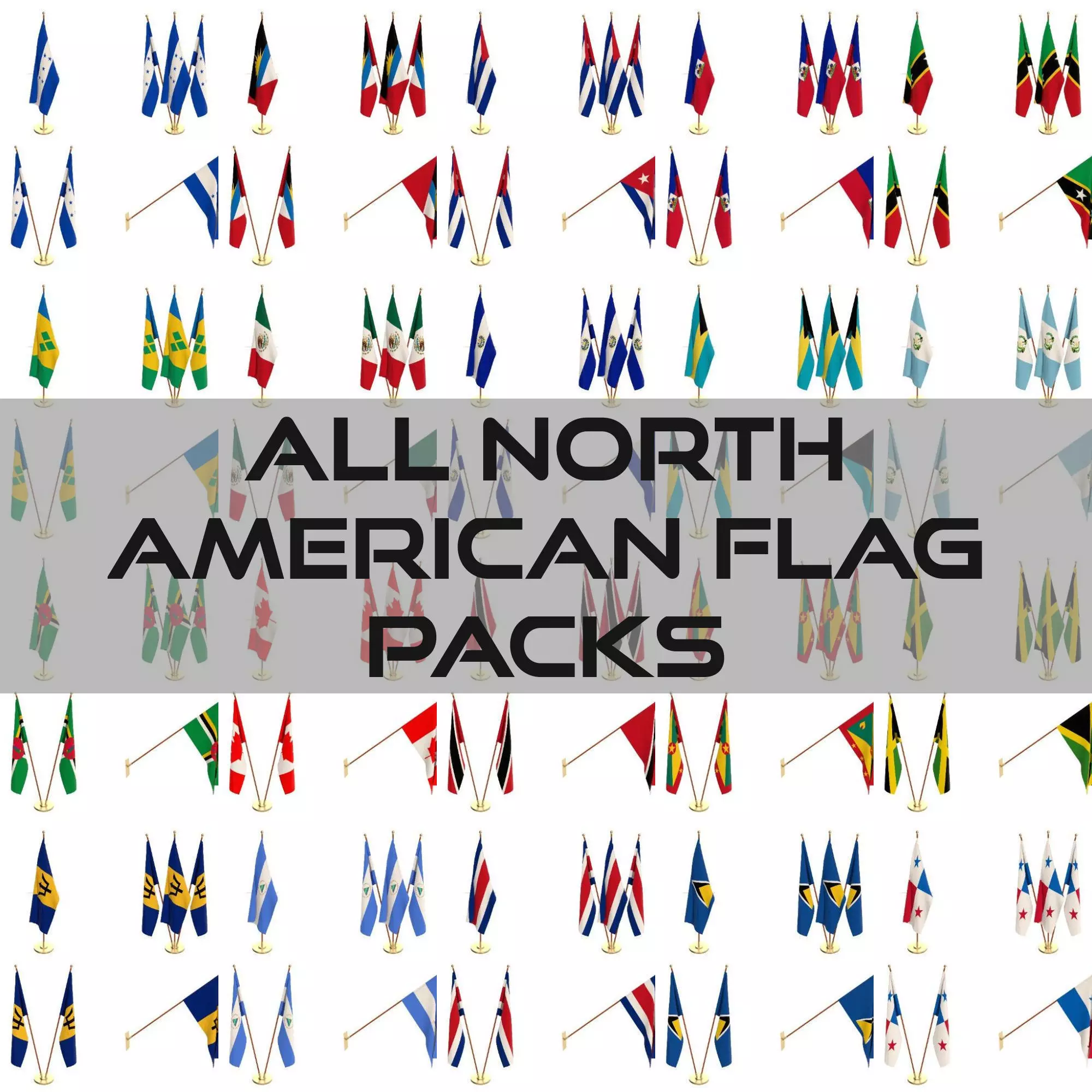 All North American Flag Packs 3D model_0
