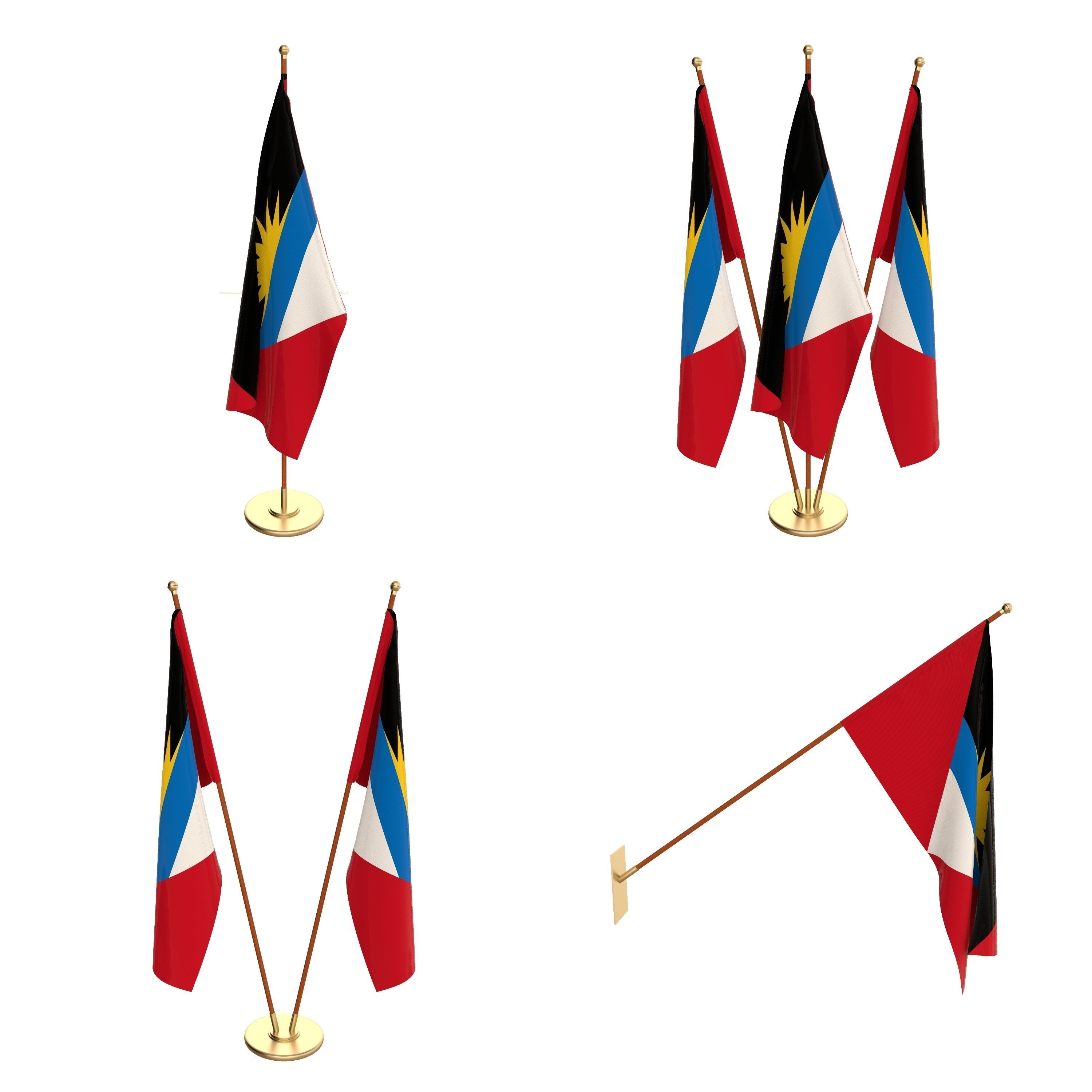 All North American Flag Packs 3D model_7