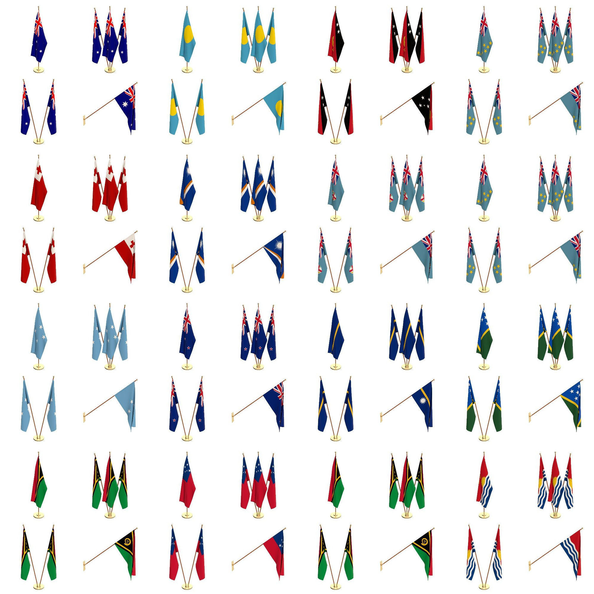 All Oceanian Flag Packs 3D model_1