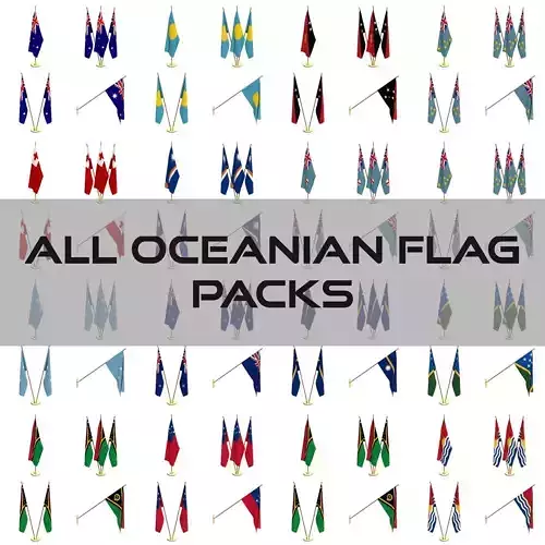 All Oceanian Flag Packs 3D model All Oceanian Flag Packs 3D model