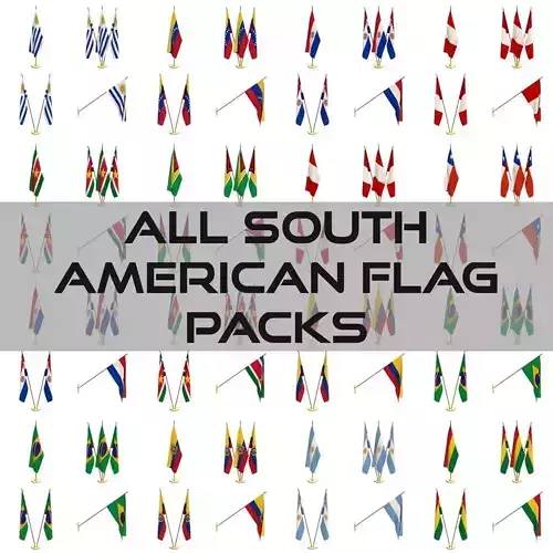 All South American Flag Packs 3D model