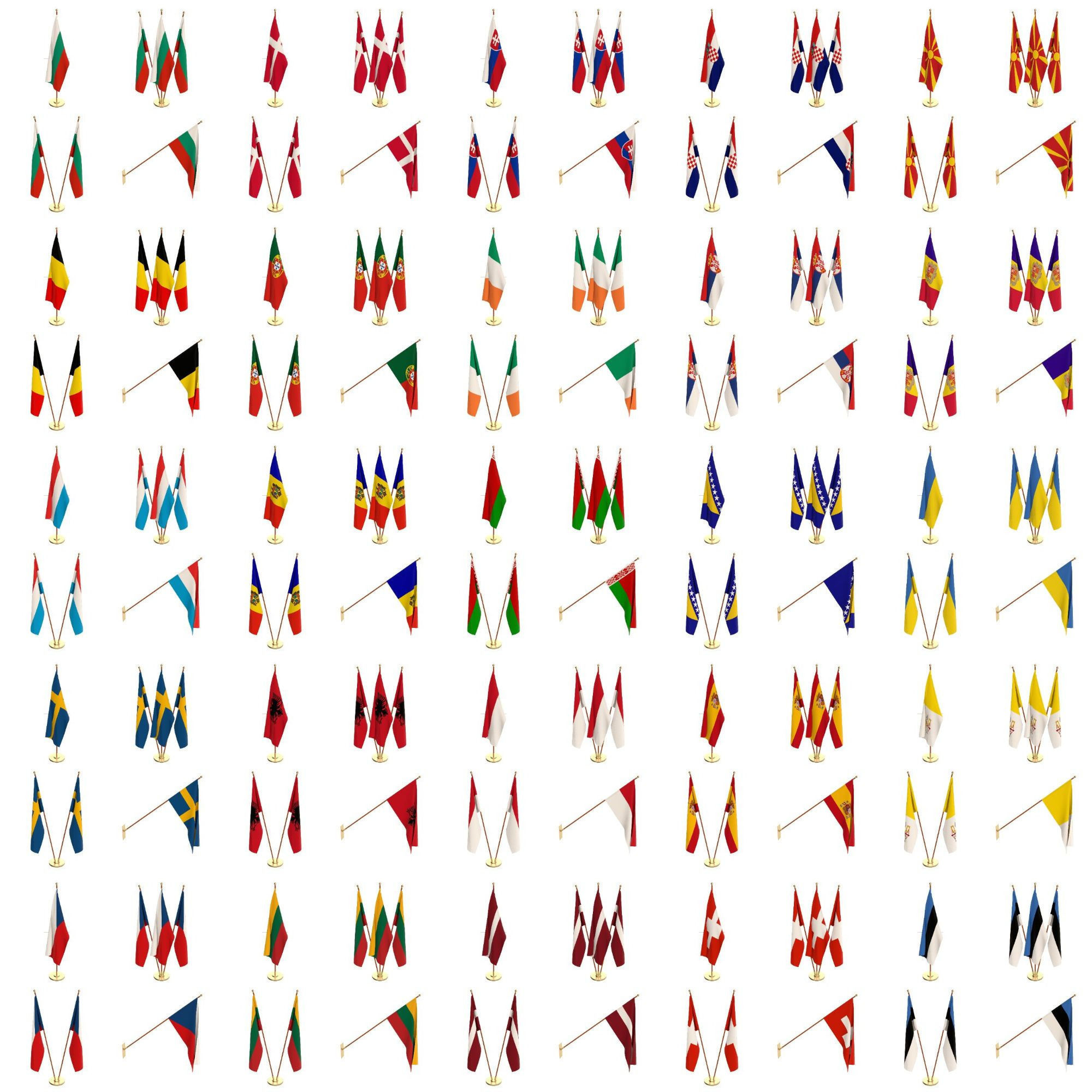 All World Countries Flag Pack 3D model_6