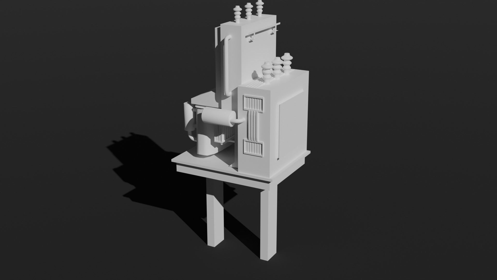 Soviet type electrical power distribution transformer Low-poly 3D model_5