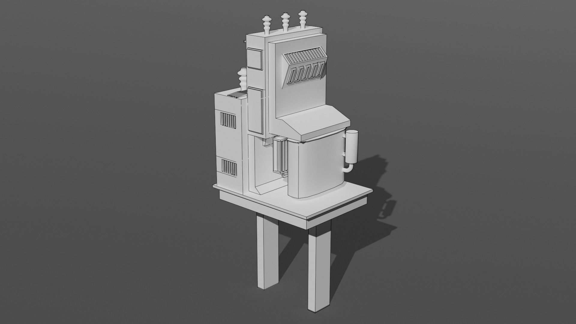 Soviet type electrical power distribution transformer Low-poly 3D model_8