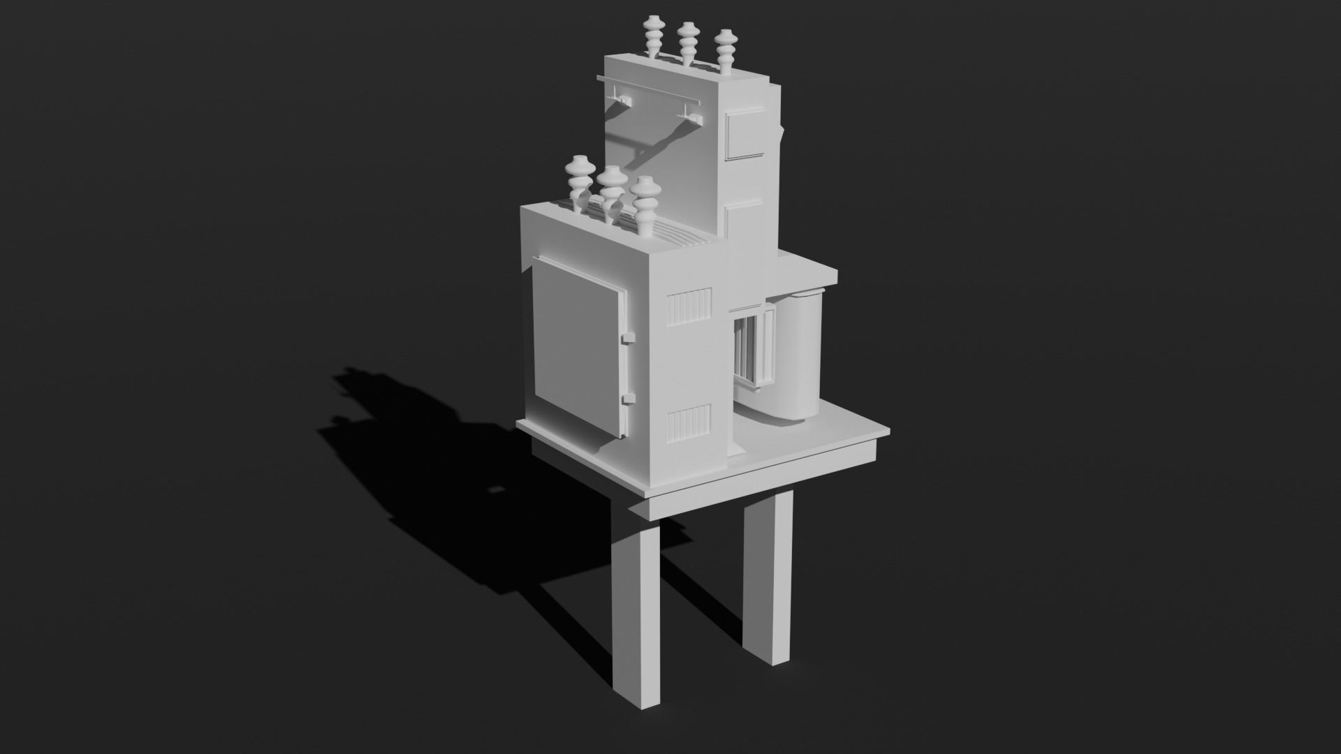 Soviet type electrical power distribution transformer Low-poly 3D model_3