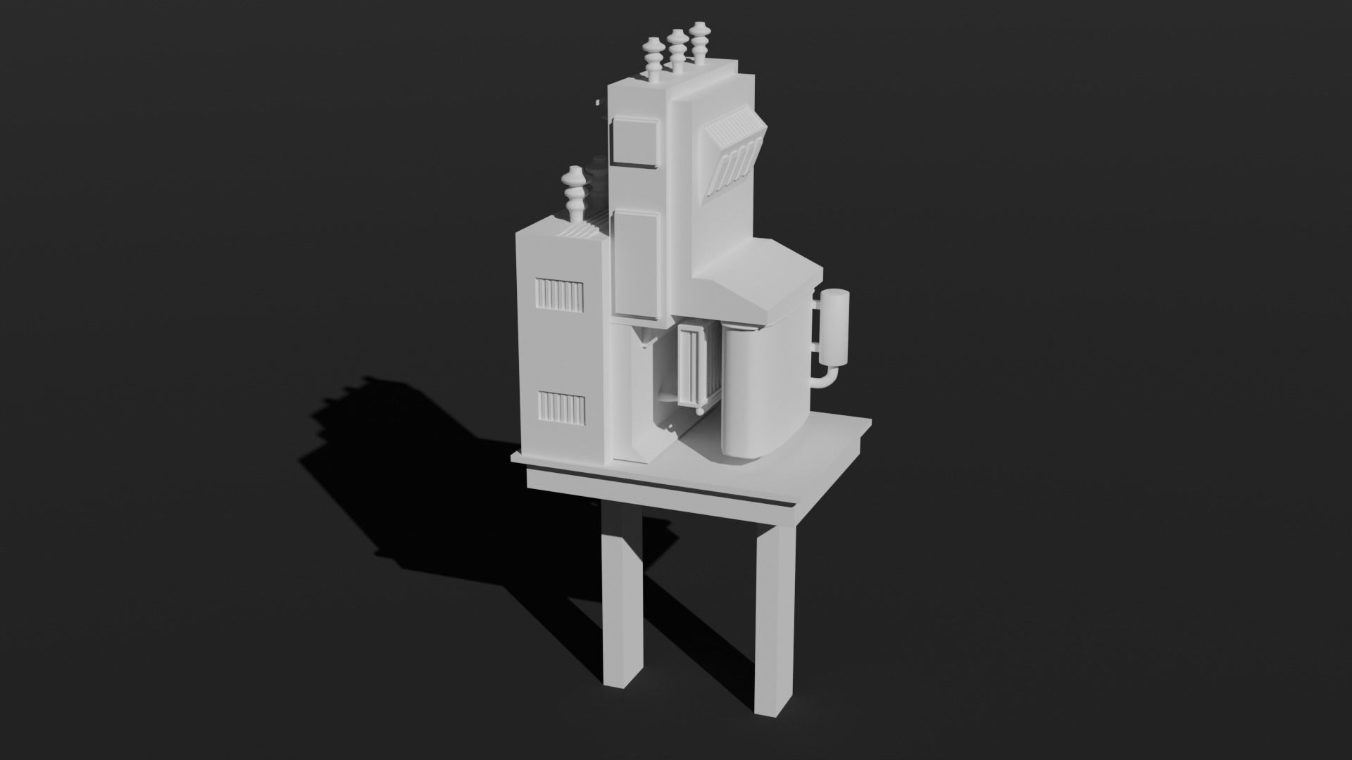 Soviet type electrical power distribution transformer Low-poly 3D model_2