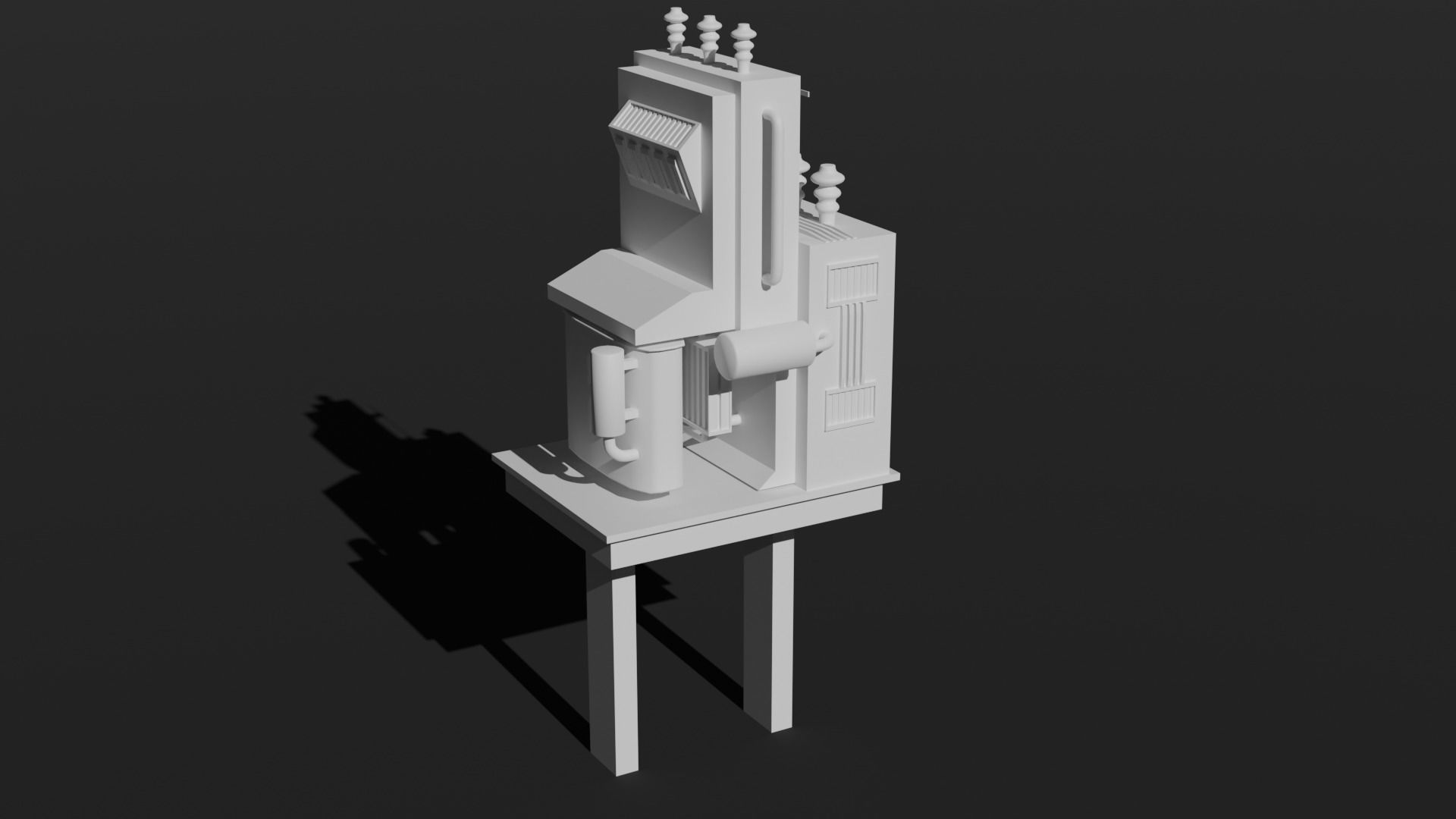 Soviet type electrical power distribution transformer Low-poly 3D model_6