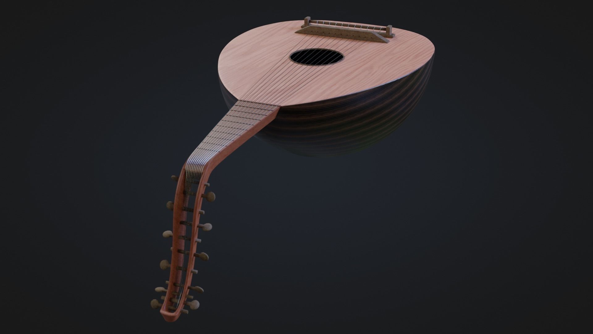 Lute Instrument 3D model_3