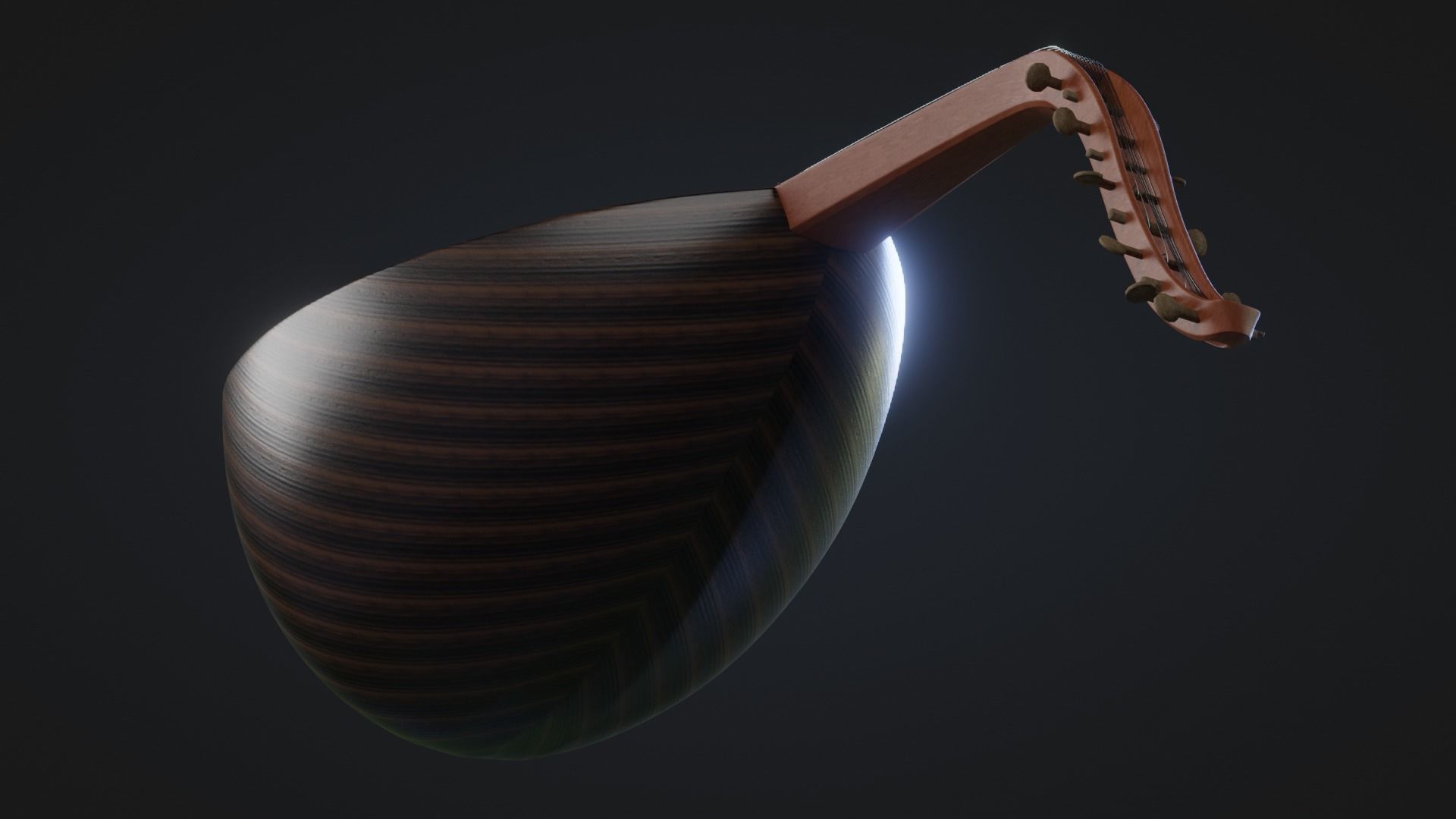 Lute Instrument 3D model_4