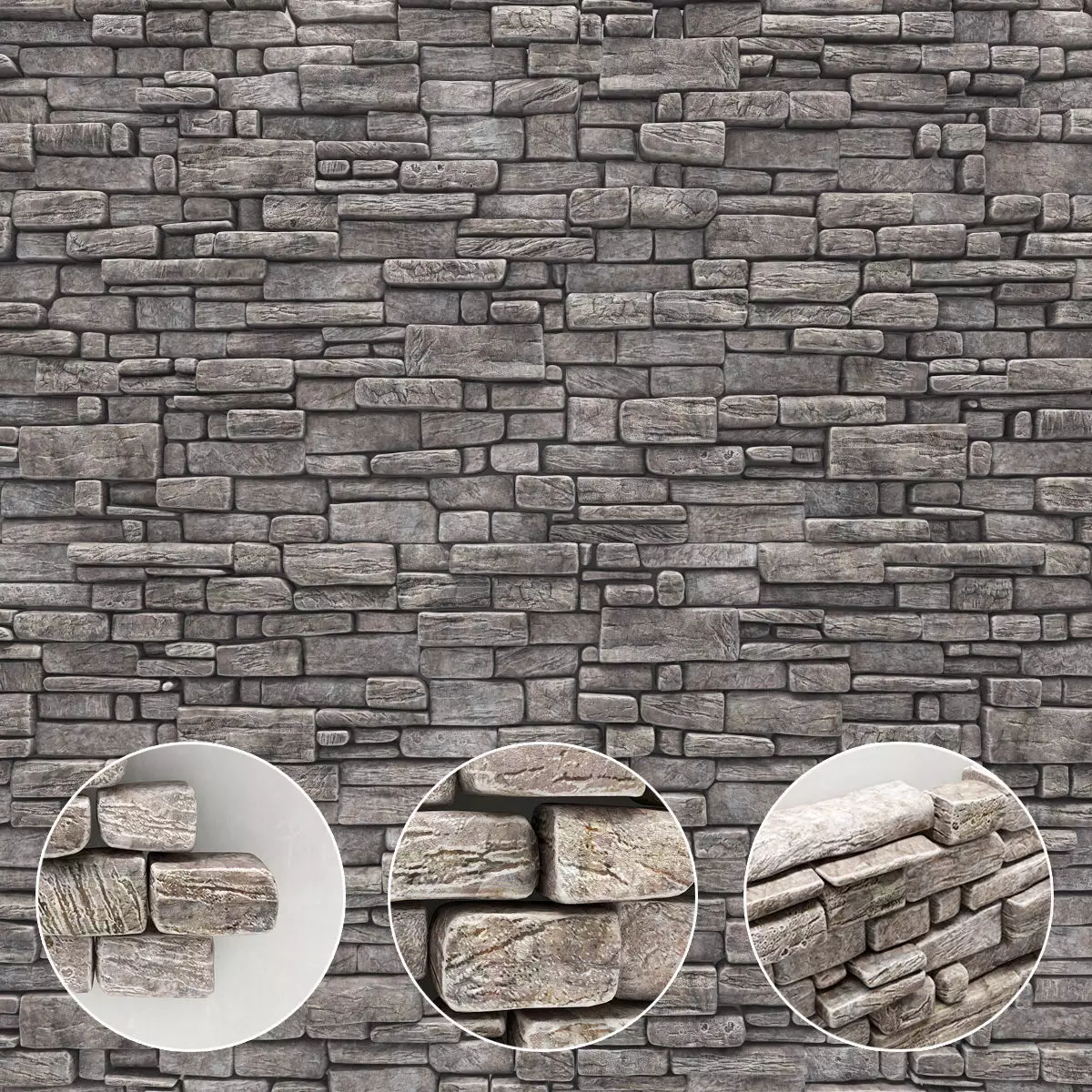 Stone rock  brick wall 3D model_0