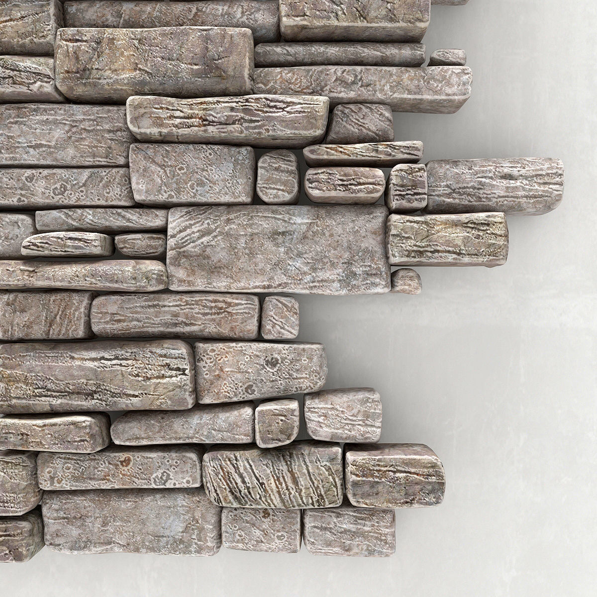 Stone rock  brick wall 3D model_5