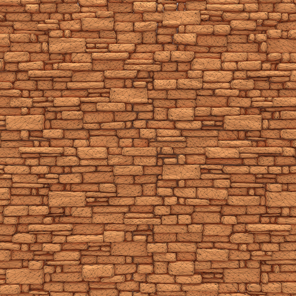 Stone rock  brick wall 3D model_8