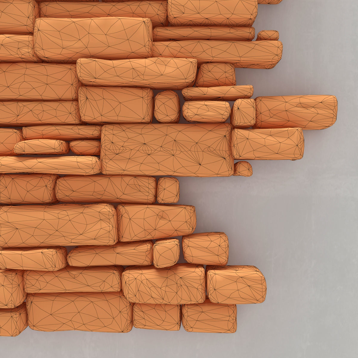 Stone rock  brick wall 3D model_9