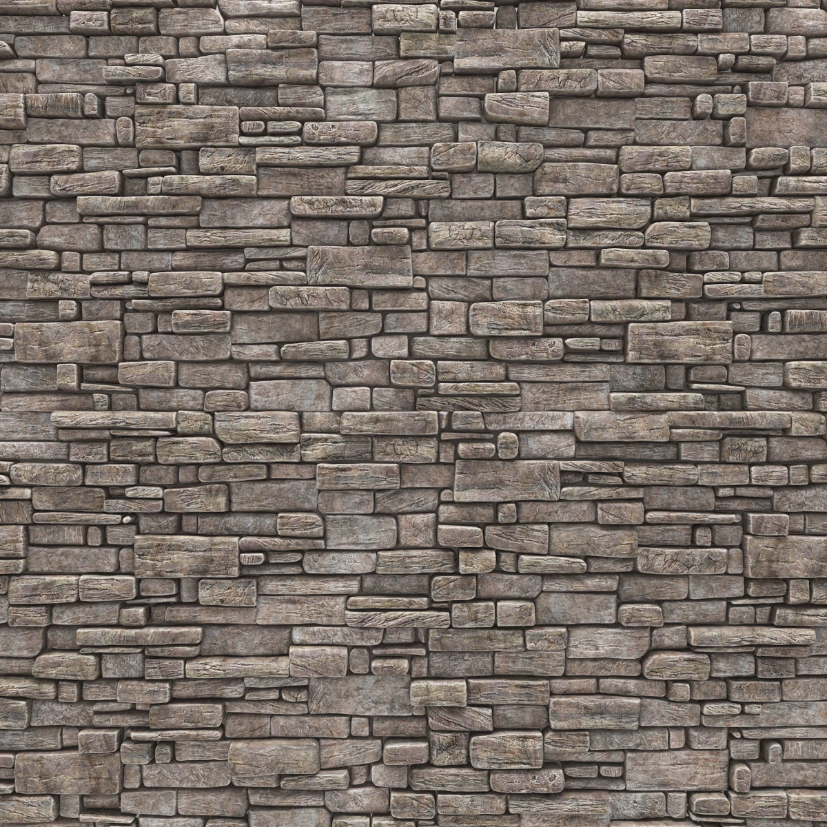 Stone rock  brick wall 3D model_6