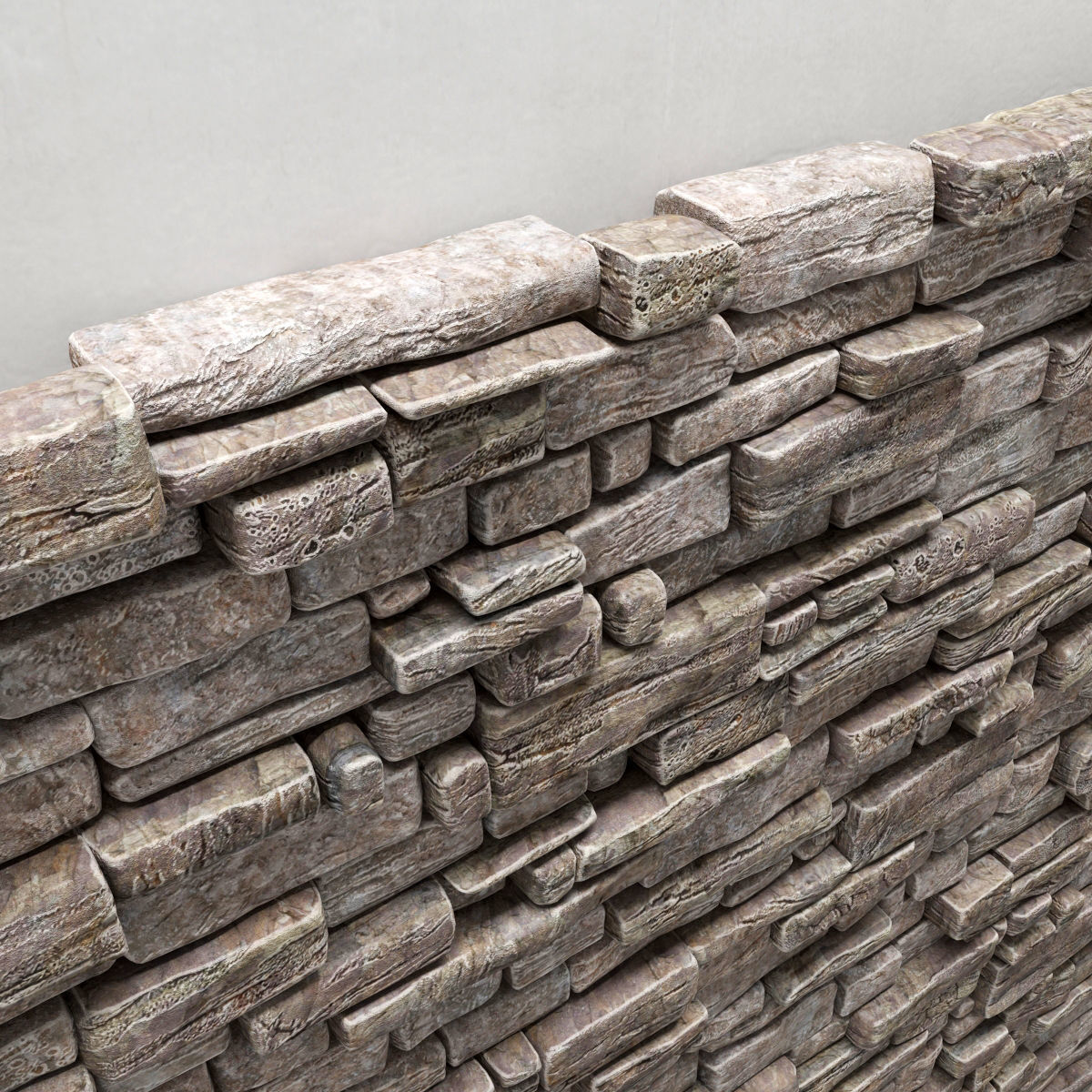 Stone rock  brick wall 3D model_4