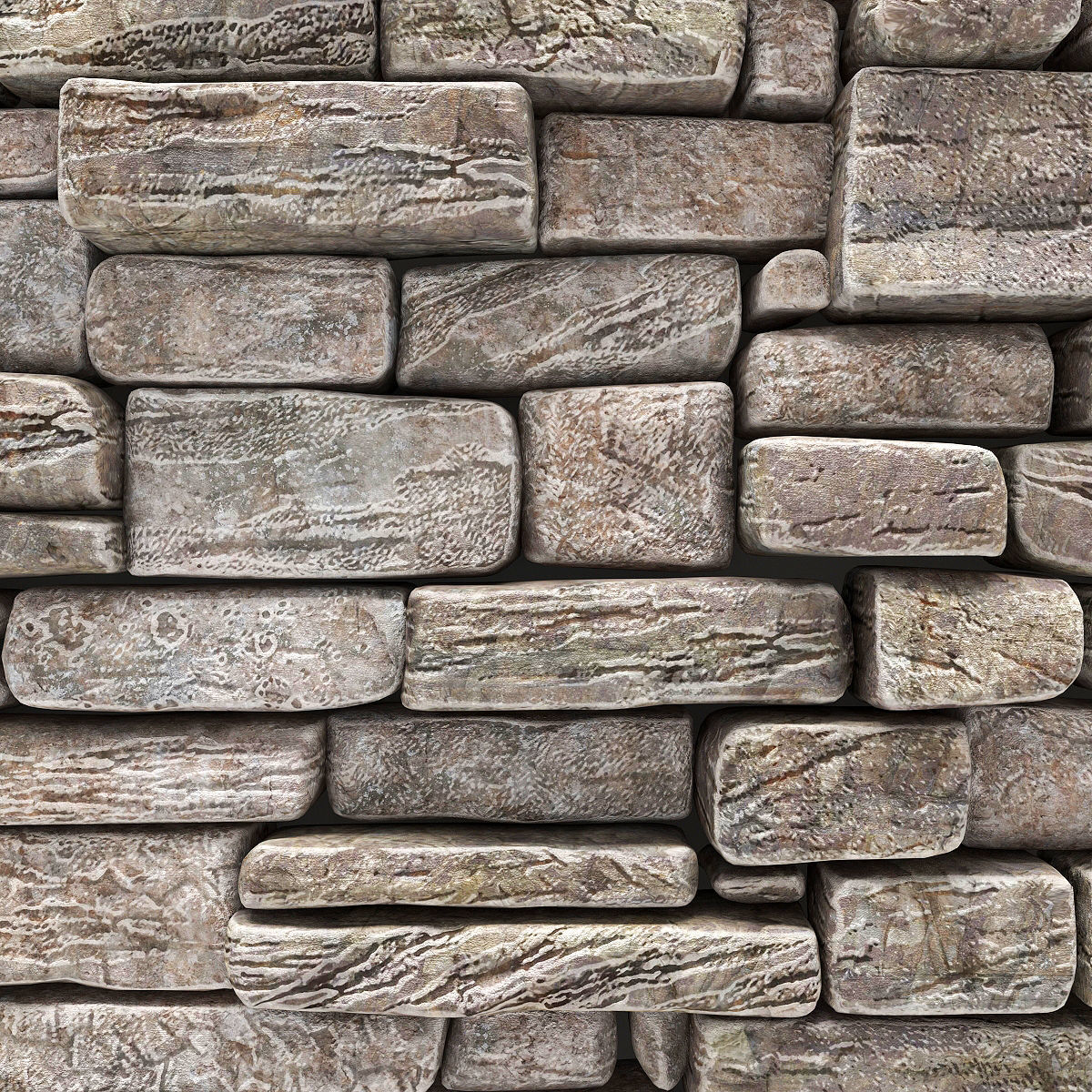 Stone rock  brick wall 3D model_3