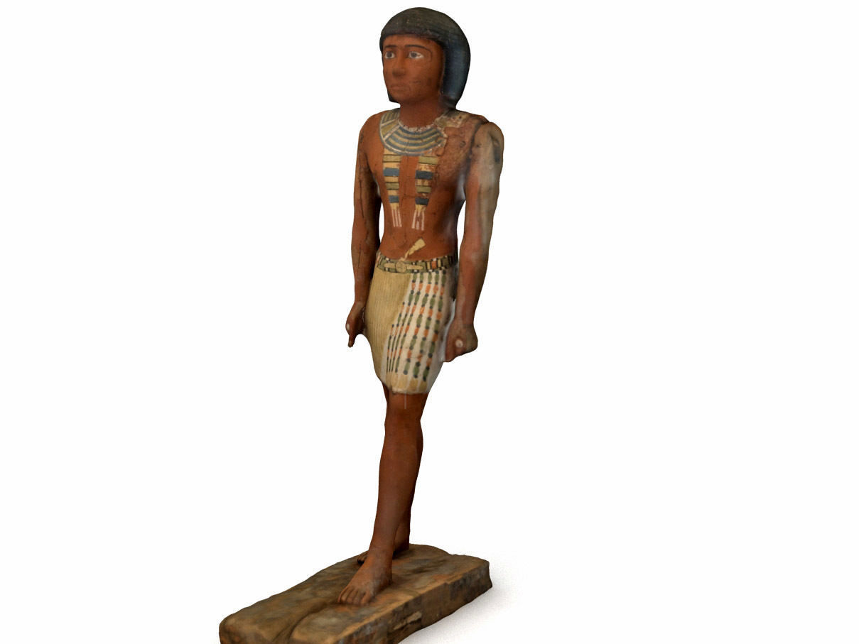 Egyptian Wooden Statue of Metjetji 3D model_2