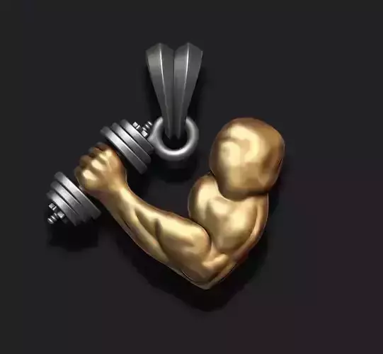 muscle arm with barbell pendant 3D print model