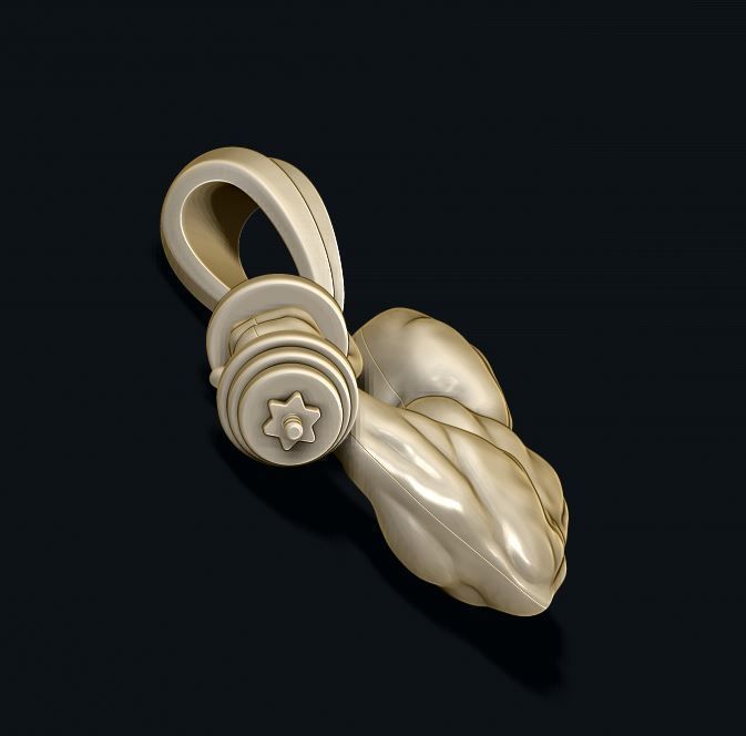 muscle arm with barbell pendant 3D print model_8