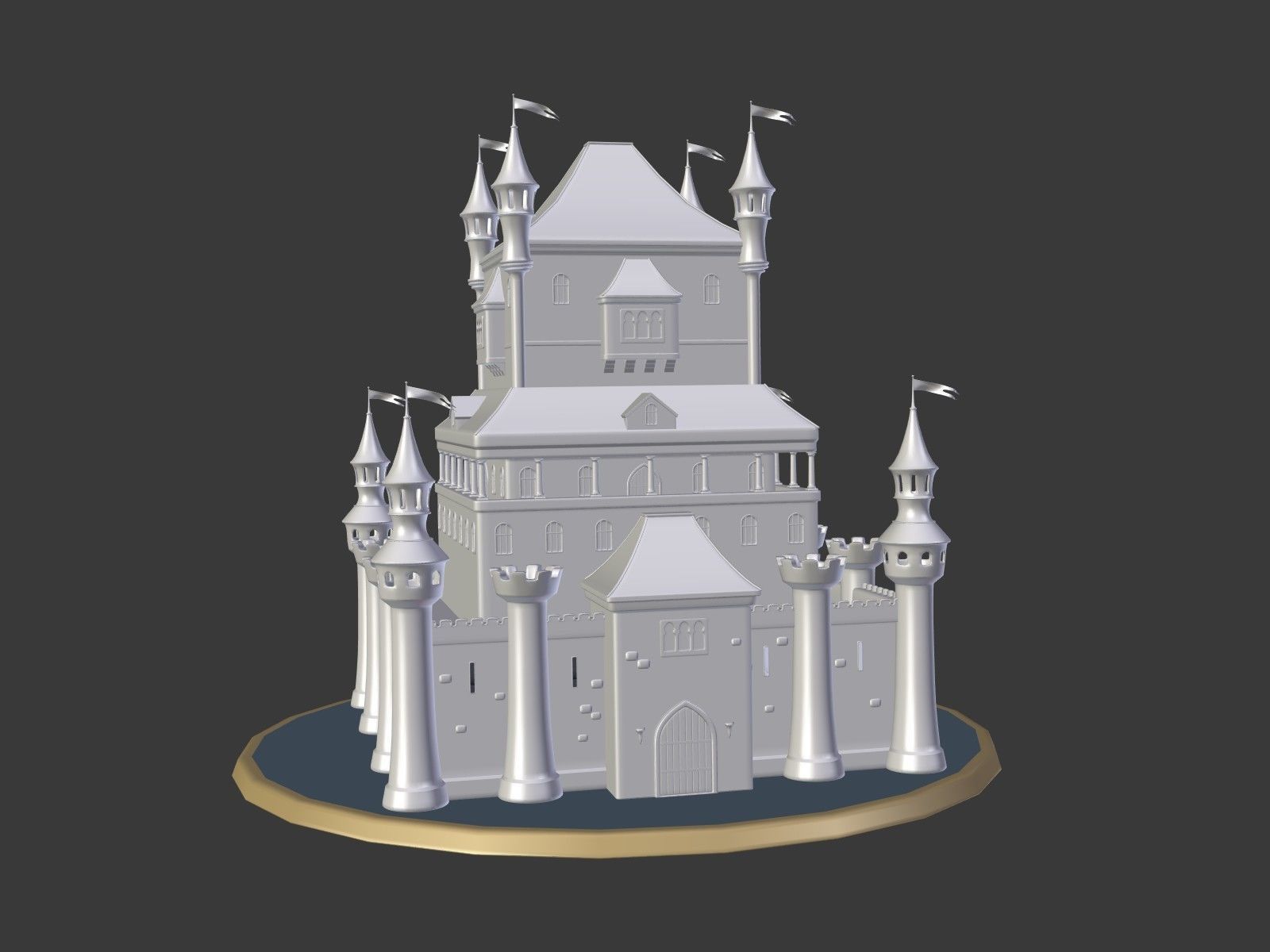 Cartoon Medieval Castle 3D model_4