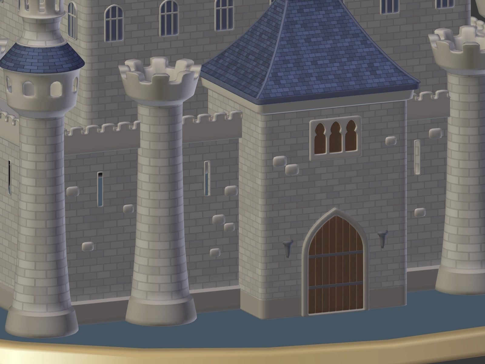 Cartoon Medieval Castle 3D model_10