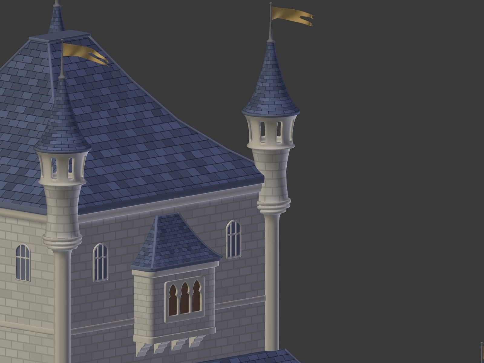 Cartoon Medieval Castle 3D model_16