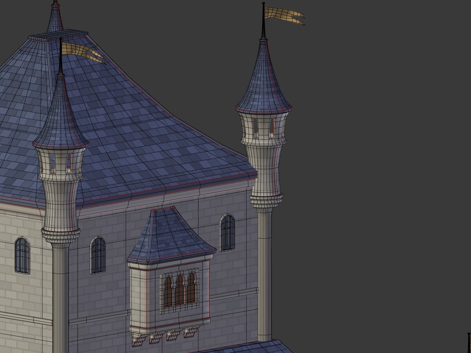 Cartoon Medieval Castle 3D model_17