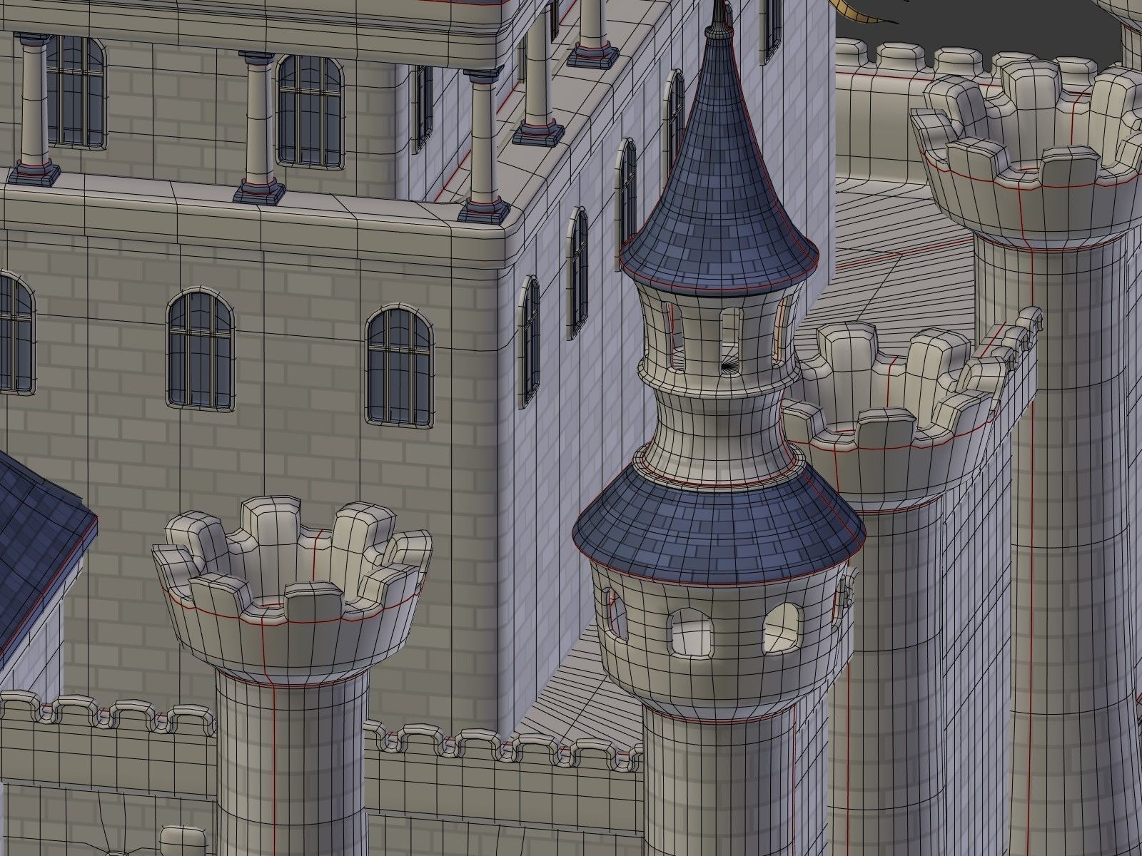 Cartoon Medieval Castle 3D model_15