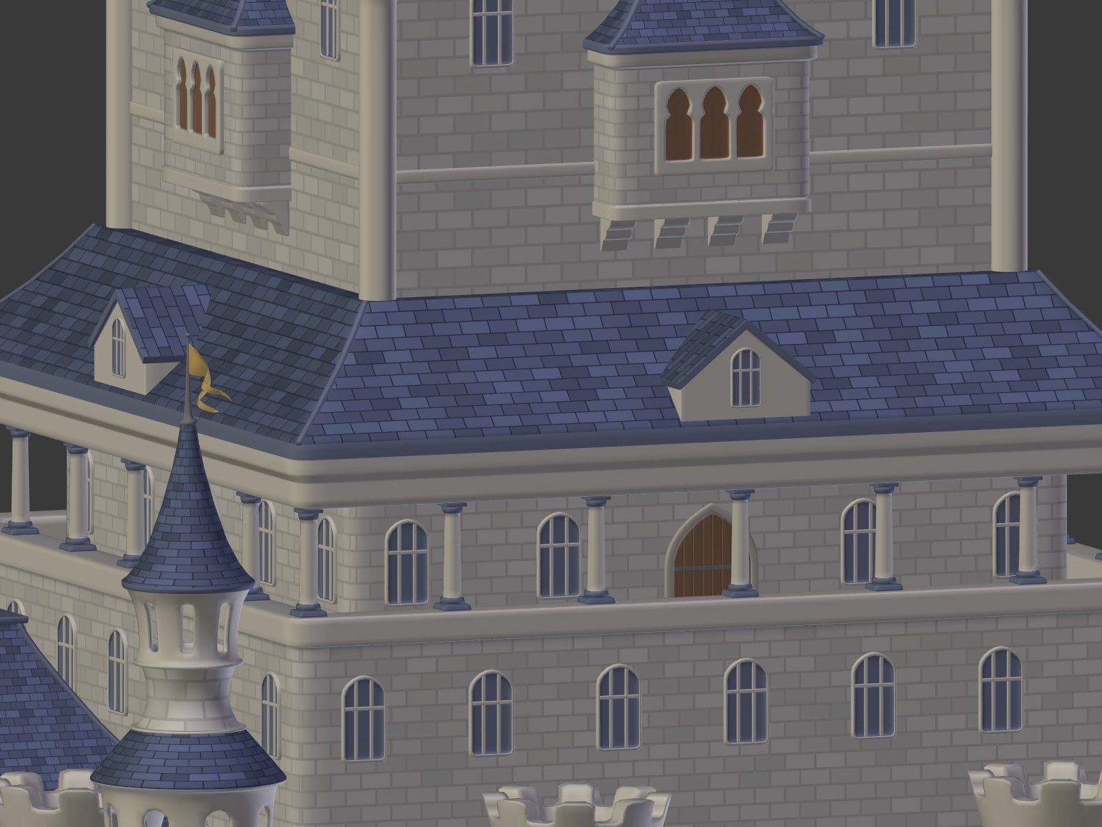 Cartoon Medieval Castle 3D model_18